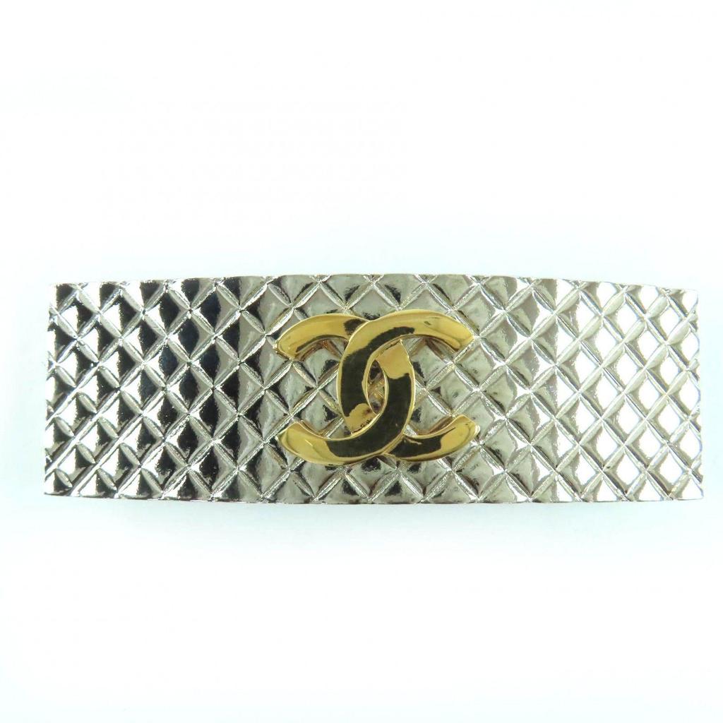 Used Excellent conditionCHANEL Vintage 98P Metal Coco Mark Barrette Hair Accessory Silver Gold With Box Made In France Women's