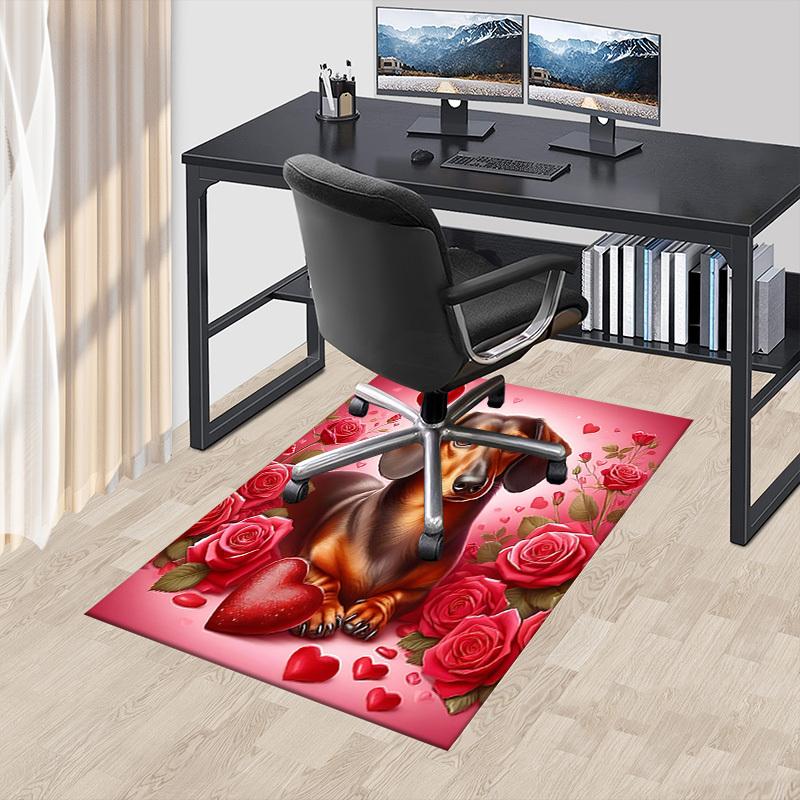1 pièce Teckel Cœurs Extra Large Tapis de Sol Antidérapant, Bureau, famille, chambre à coucher Grand Tapis Tapis d'Intérieur, Couleurs Vibrantes