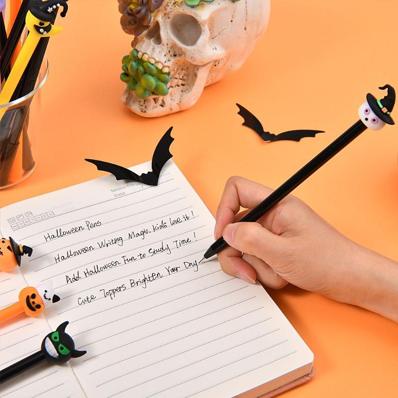 10/30 Stück Halloween Stifte Kürbis Schädel Geist Fledermaus Stifte 0,5 MM Schwarzer Kugelschreiber für Halloween Partybedarf Schule Büro Preise