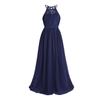 Kids Girls Sleeveless Halter Lace Chiffon Princess Pageant Evening Gown Wedding Bridesmaid Flower Girl Dress