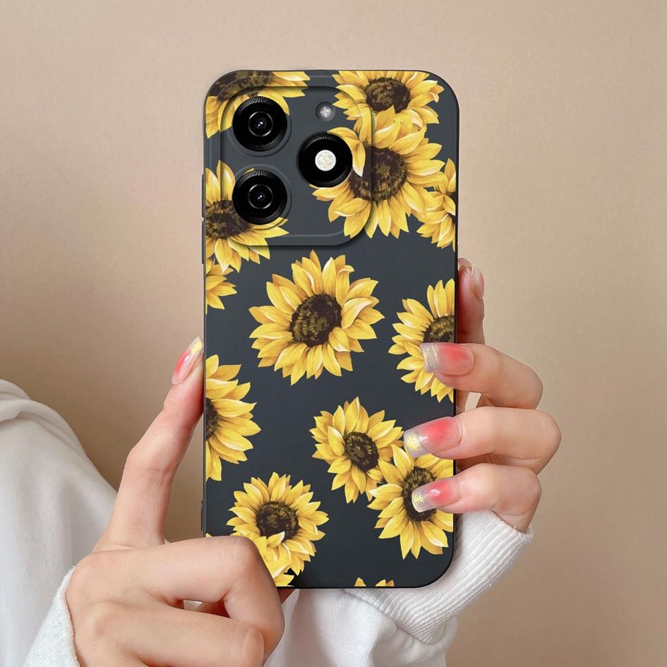 For Tecno Camon 30 Pro Premier Itel P55+ 4G Back Cover Case Liquid Soft Silicone Luxury Daisy Butterfly Super Shockproof Camera Protection Phone Shell