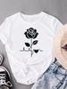 (Asian Size)  Print Flower Butterfly Trend  Short Sleeve T-shirts Fashion Female Casual Women's Top T Clothing  Graphic Tee