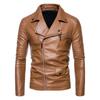 PU Leather Jacket Men Motorcycles Slim Turn Down Collar Fashion Zippers Men's Moto Biker Leather Outwear Coats Casual Jackets