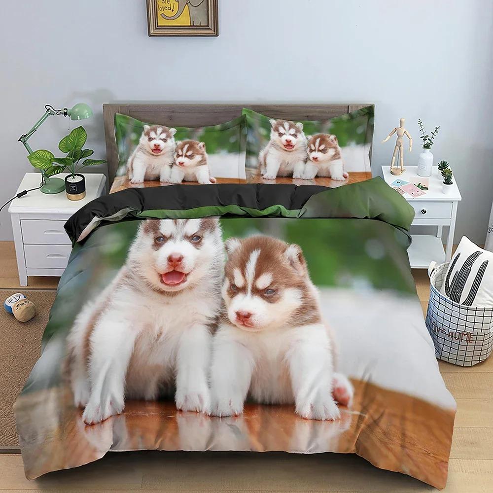 Cute Cats Duvet Cover Puppy Pattern Soft Bedding Set Twin King Size Comforter For Bedroom Home Textile