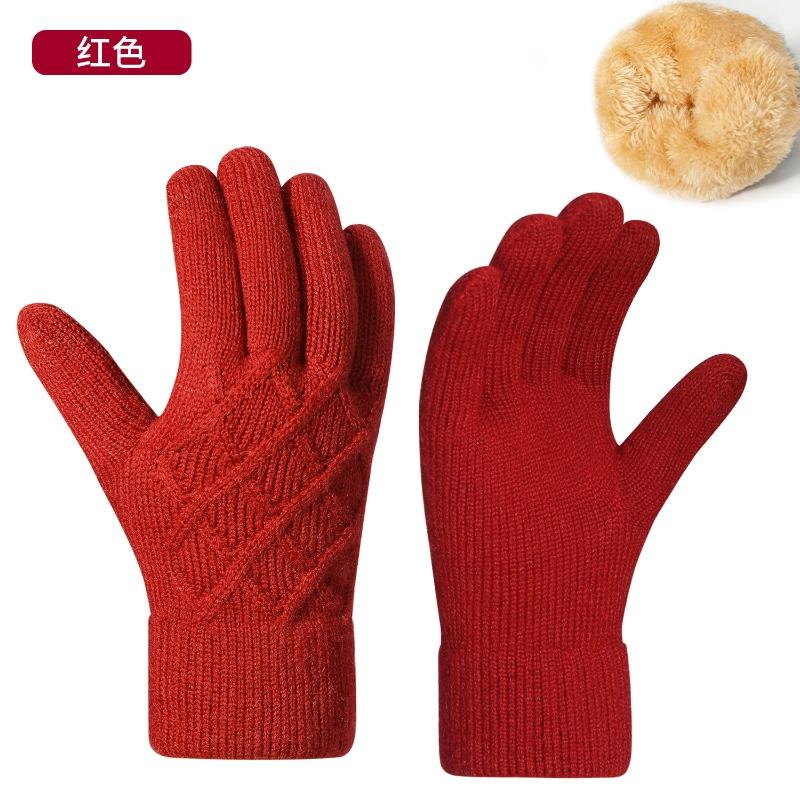 Warme Strickhandschuhe für Damen, ideal für Winter, Radfahren und Büro, einfache, kältebeständige Doppelschichthandschuhe