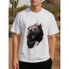 European Sizes Wild Bear Pattern Men's Printed Short-sleeved T-shirt, New Breathable Men's Wear, Fashionable Style, Loose Round-neck Top