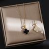 Classic Four-Leaf Clover Titanium Steel Necklace Women Positive And Negative Can Be With Micro-Set Zirconia Hundred With Collarbone Chain
