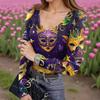 Maglietta Termica da Donna Invernale Vestibilità Slim alla Moda con Stampa Scollo a V Pullover Manica Lunga