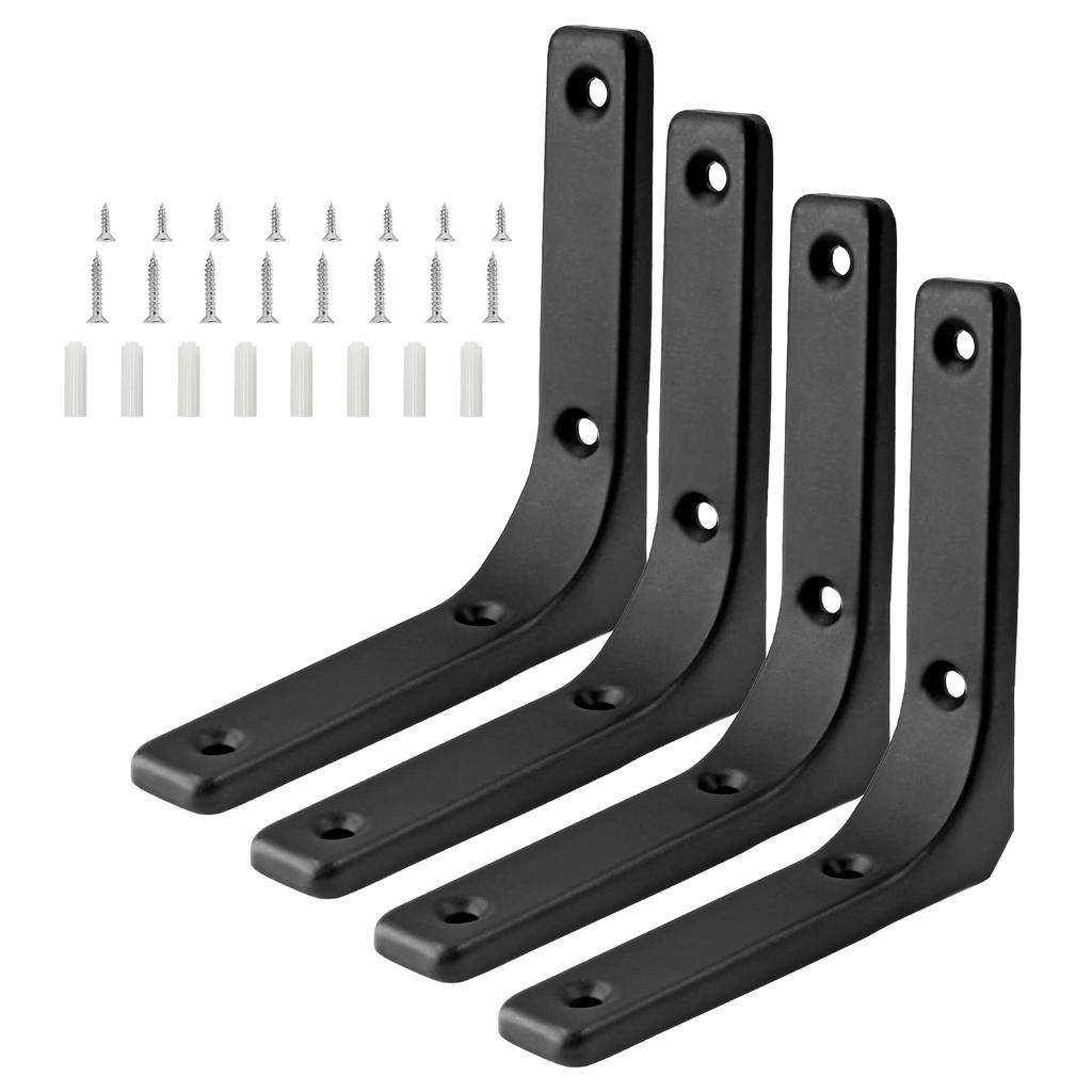 4Pcs Heavy Duty L Shape Wall Bracket 4x4 Inch Floating Shelf Support Joint Angle Bracket for DIY Installation with Screw