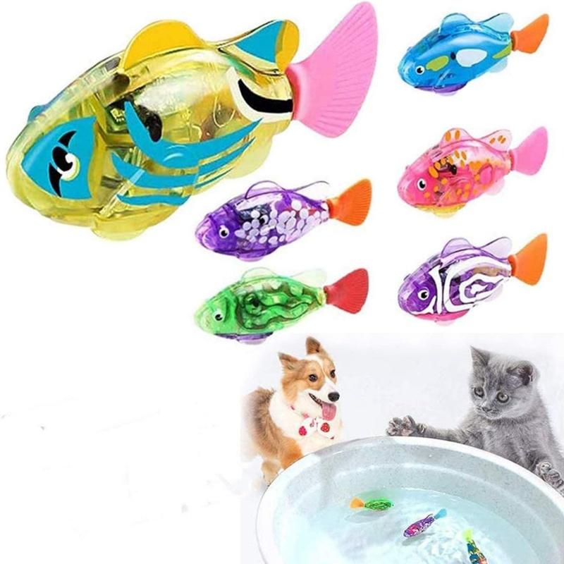 Pet Cat Toy LED Interactive Swimming Robot Fish Toy for Cat Glowing Electric Fish Toy To Stimulate Pet's Hunter Instincts