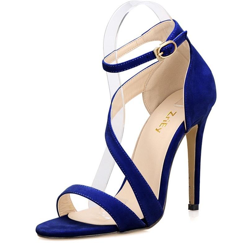 Women 's Fashion Summer Sexy Wrap Around High Heel Velvet Shoes Sandals Women Wedding Shoes