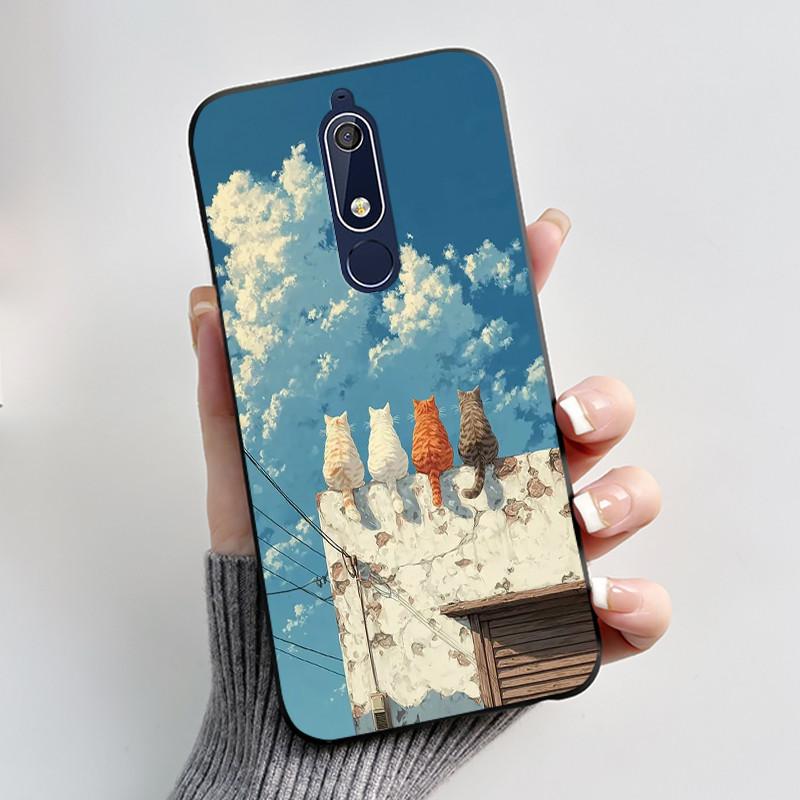 Etui Na Nokia 5.1 6.1 Estetyczne Luksusowe Urocze Fajne Chłopcy Dziewczyny Miękki silikon Etui na Telefon Tylna Pokrywa Czarna Matowa Ochronna Obudowa