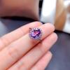New Bella Korean Box Version Of Temperament Oval Amethyst Color Treasure Open Ring Womens Fashion Pendant Necklace Jewelry Set