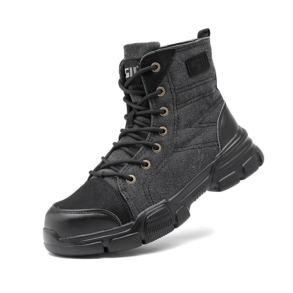 Men Steel Toe Work Boots Anti-Smash Anti-Puncture Safety Shoes Non-slip High Top Shoes All-Season Casual Hiking Footwear