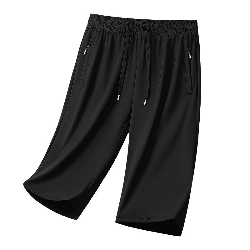 Ice Silk 7-inch Pants for Men In Summer, Thin, Loose, Casual, Straight Leg, Youth, Breathable, Quick Drying Shorts, Men's Sports Pants