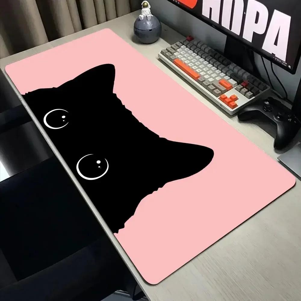 Funny Black Cat Mouse Pads Cute Cat Computer XXL Mausepad Company Desk Pad X Large Kawaii Cushion Office Accessories Rug