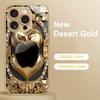 Fashion Diamond For Apple Print Gold Metallic Paint Glass Phone Case For iPhone 17 16 15 14 13 12 Pro Max Plus 17 Air 16E Cover
