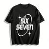 Trendy Six Seven Print Casual Loose Fit Crew Neck Top Pure Cotton T-shirt