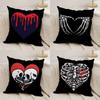 Cool Skull Heart Cushion Cover Silky Short Plush Double-Sided Printed Pillow Case For Sofa All Seasons Home Decor Gift
