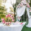 2Pcs Floral Hoop Centerpiece Metal Dreamcatcher Gold Macrame Wreath Ring with Wood Stand Holders for Wedding Birthday Home Decoration DIY Crafts