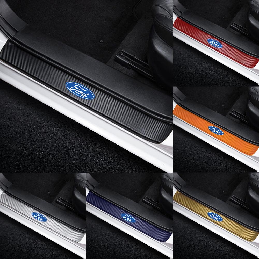 4pcs Car Door Sill Scuff Plate Stickers Center Cover For Ford Focus 2 3 Mondeo Fiesta Fusion Ghia Ecosport Ranger Mondeo Mustang