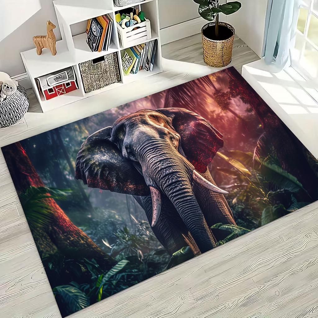27 Stil Visdom Elefant Tecknad Matta för Sovrum Vardagsrum Soffa Hem Dörrmatta Dekor, Stor Lekmatta för Barn Halkfri Golvmatta Gåva