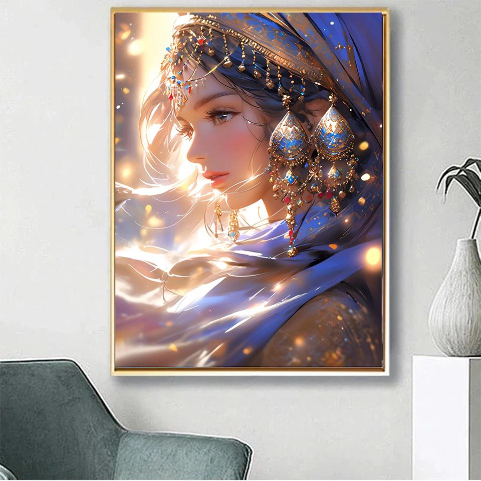 New 2024 Diamond Painting Middle Eastern Woman Full Square Cross Stitch Embroidery Exotic Portrait Mosaic Handmade Home Decor