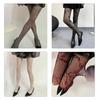 Korean Elegant Mesh Net Tights Hollowed Out Flower Pattern Stretch Full Length Stockings Fishnet Pantyhose for Women