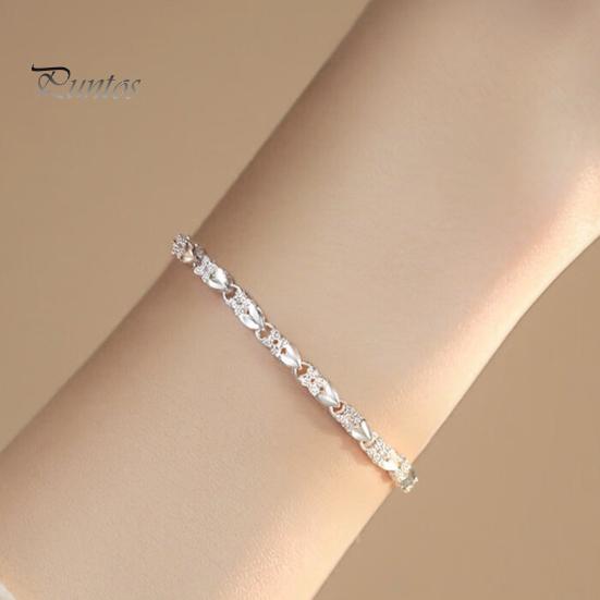 Women Bracelet Lucky Clover Heart Shape Adjustable Length Bracelet Smooth Surface Anniversary Birthday Christmas Bangle