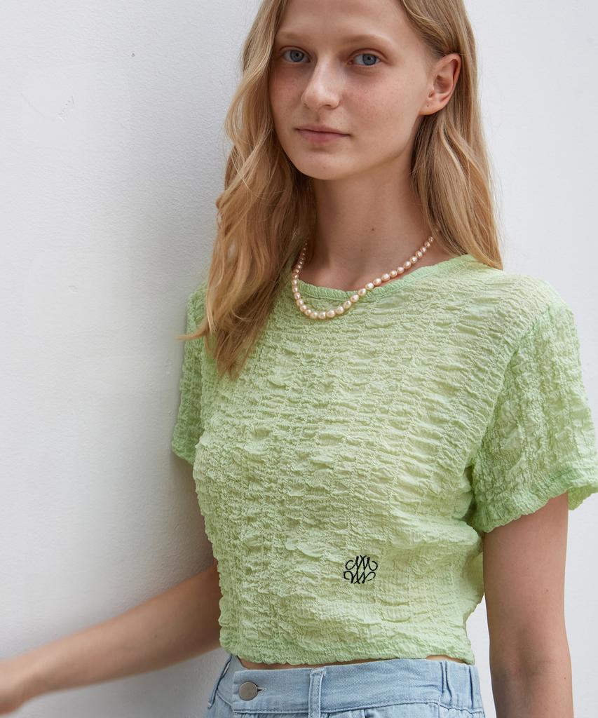 Nigaennikol Nicole Shirring Crop Tee_Light Green