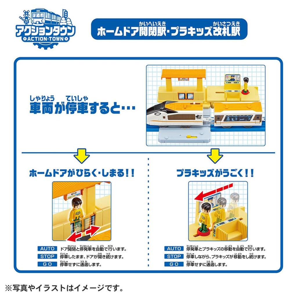 TAKARA TOMY Plarail Action Town Set Full of Play with Train Toy 3 and - Scenery! Tomica! (Ages Up)
