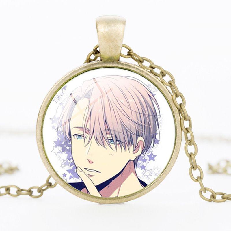 Alloy Acrylic Round Pendant Figure Pattern Necklace Unisex Chain