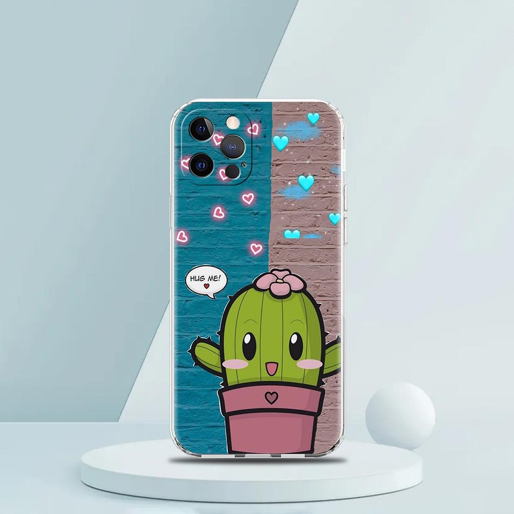 Plant Cactus Phone Case for iPhone 16 15 14 13 12 Pro Max Transparent Soft for iPhone 11 Pro Max 7 8 Plus XS XR Shell Bags