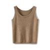 Women's Cashmere U-Neck Round Neck Knit Camisole - Solid Color, Warm, Twelve-Gauge