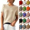 Women's Classic Short Sleeve Cashmere Sweater Soft, Lightweight, Breathable Knit Top for All Seasons