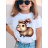2026 Kinder T-Shirt Niedliches Capybara Cartoon Druck Lässiges Kurzarm-T-Shirt Sommer Kinder Oberteil Rundhals Mode T-Shirt für Mädchen