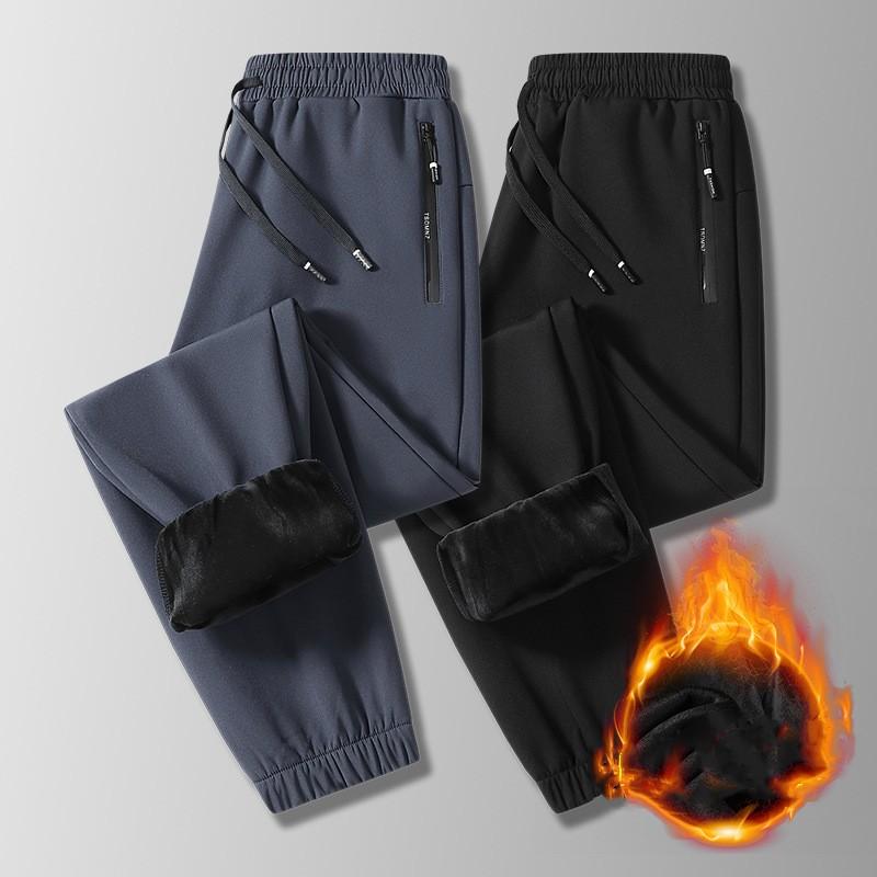 Men's Fall and Winter Padded and Thickened Outdoor Windproof Waterproof Rushing Pants Plus Size Travel Hiking Mountaineering Warm Pants