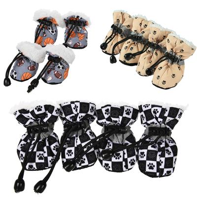 Winter Dog Shoes For Small Medium Dogs Pet Thicken Warm Fleece Anti-slip Snow Boot Puppy Socks Chihuahua French Bulldog Footwear