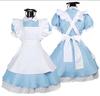 Girls Women Cosplay Waitress Maid Party Stage Costumes Alice In Wonderland Blue Light Tone Lolita Maid