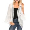 Damen Freizeit Spitze Langarm Chiffon Strickjacke Lockerer Kimono Bluse Oberteile