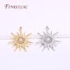 High Quality Brass Metal Inlaid Zircon Sun Charms DIY Jewelry Making 18K Gold Plated 33mm Big Sun Flower Pendant Wholesale
