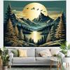 Generleo Mountain Moon Tapestry Forest Tree Tapestries Nature Landscape Tapestries Vintage Aesthetic Tapestry Wall Hanging for B