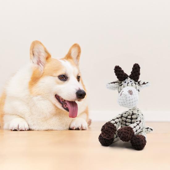 Squeaky Plush Dog Toy Interactive Stuffed Animal Toy Plush Donkey Dog Chew Toy with Squeaker Indestructible Puppy Teeth Cleaning Toy