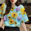 Summer Round Neck 3D Print Top Fashionable Casual Short Sleeved Women's T-shirts