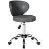 Stool On Casters, PU Massage Stool with Adjustable Height 73-88 Cm and Backrest, 360 Degrees Swivel, Grey