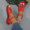 Plus Size Flat Sandals Women 2025 Summer New Stylish Open-Toe Single Strap Studded Casual Slides