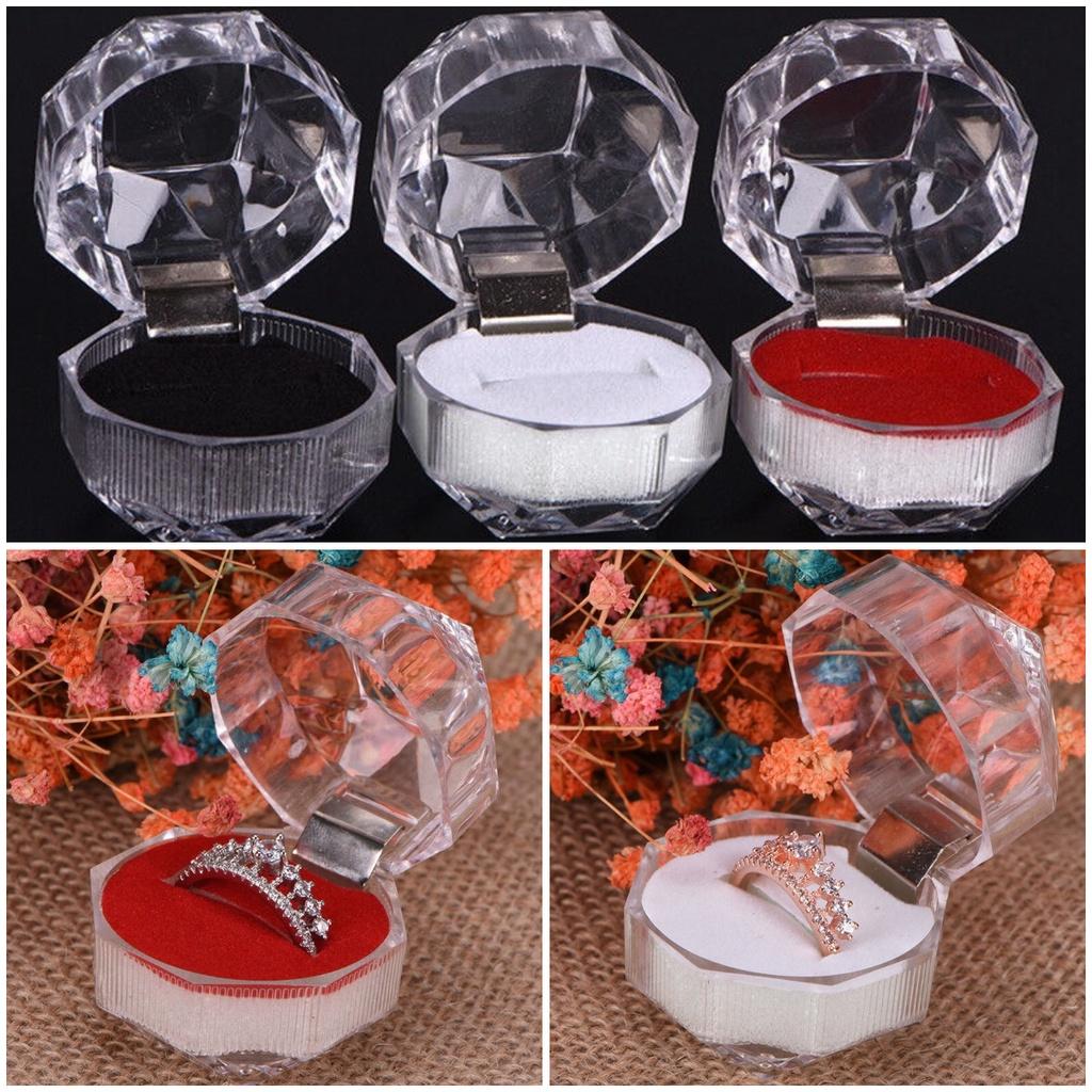 Acrylic Small Octagonal Transparent Crystal Ring Box Jewelry Box For Rings Earrings And Accessories