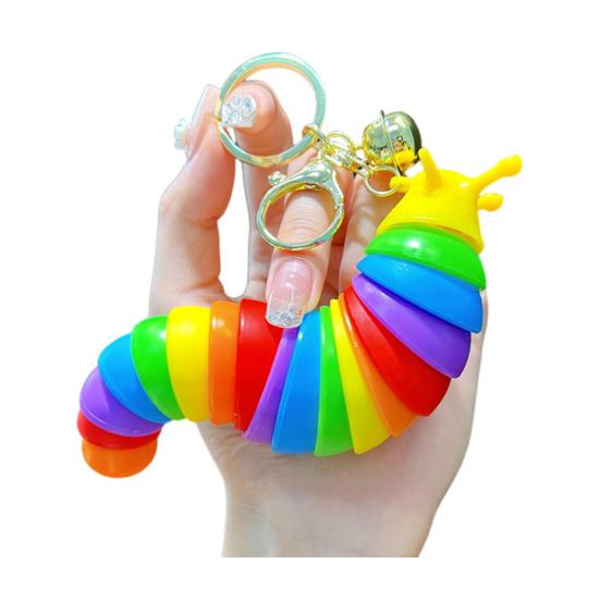 Yousheng Keychain Pendant Stress Relief Squeeze Toy 3D Slug Fidget Spinner Anxiety Reduction Flexible Sensory Key Chain