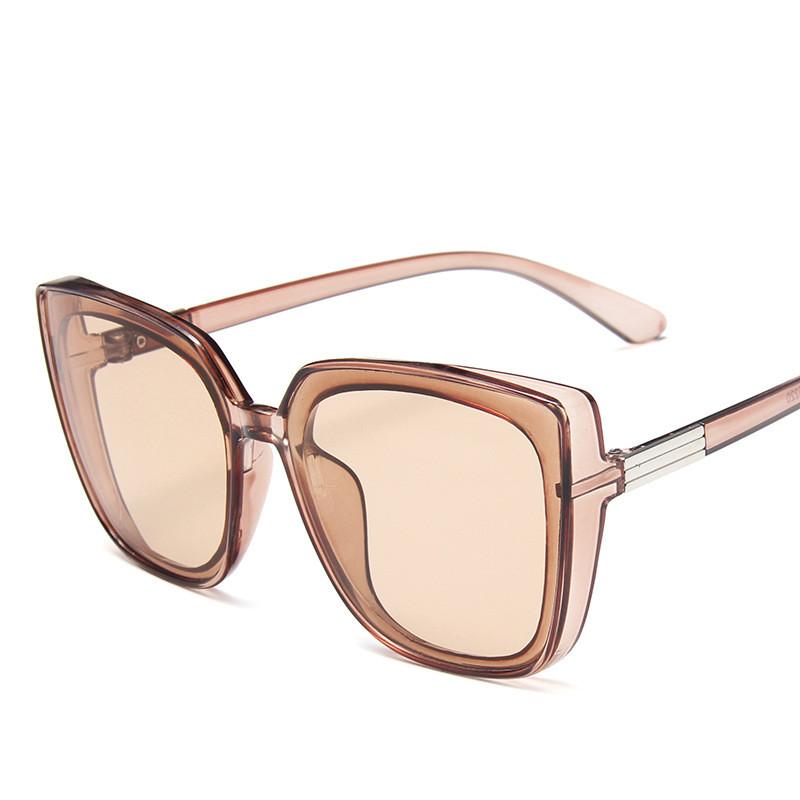 Fashion Plastic Cat Eye Women Oversized Sunglasses Brand Designer Vintage Retro Mirror Sun Glasses For Female UV400 Oculos