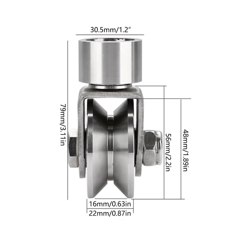 V/H Type Swivel Pulley 304 Steel Tractions Wheel Pulley Block Quiet Pulley Roller Tractions Wheel Slidings Gate Roller